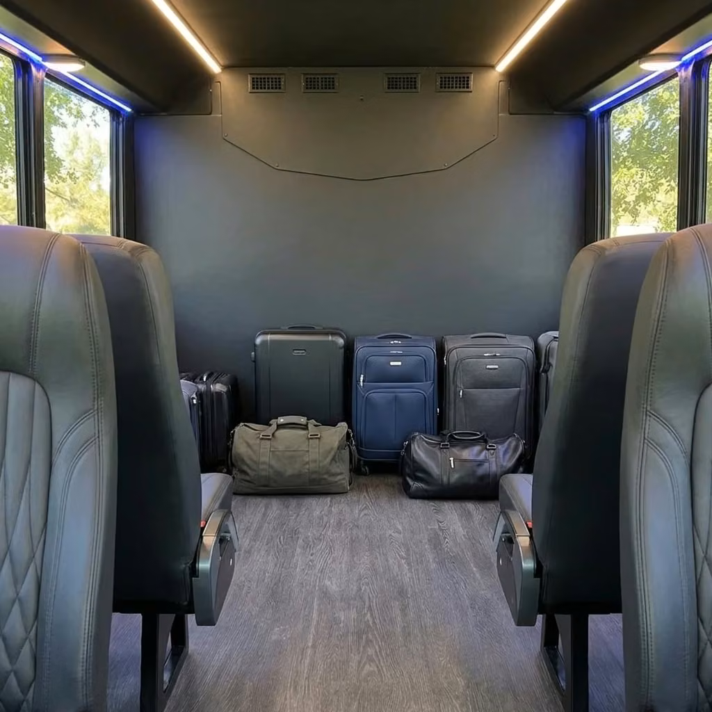 enterprise 20 passenger minibus luggage area
