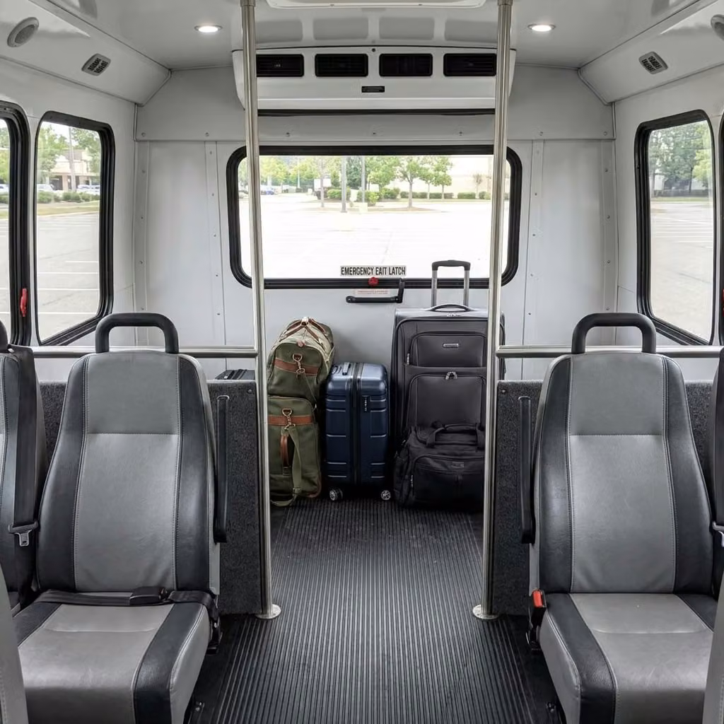 enterprise 30 passenger minibus luggage area