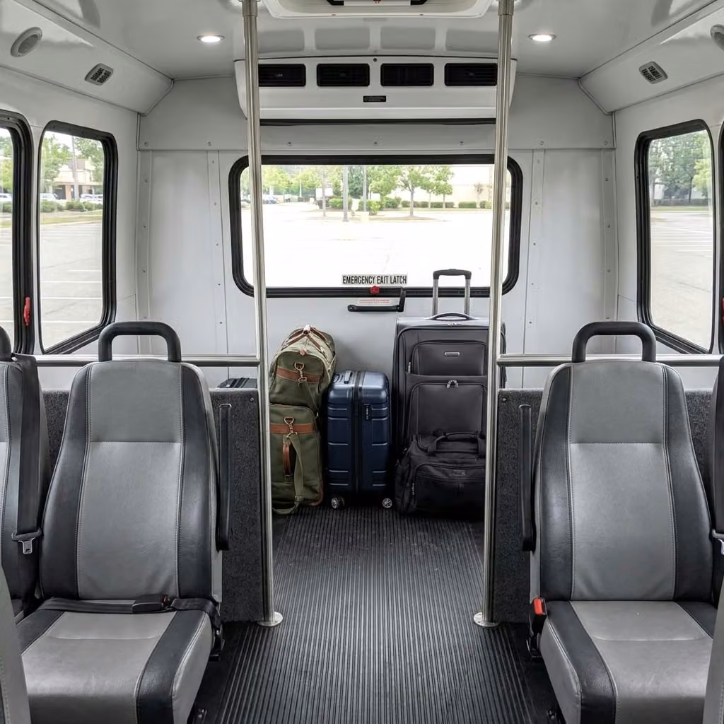 enterprise 35 passenger minibus luggage area