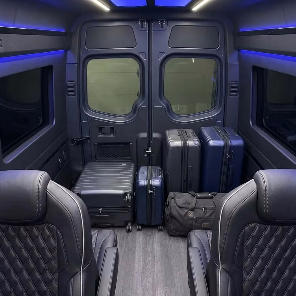 enterprise sprinter van rental with driver luggage area